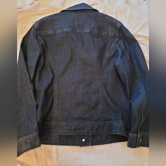 CHICO'S Denim Jacket Button Up Rhinestone Detail Women's Size 1 - Picture 6 of 6